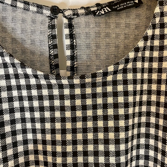ZARA black and white gingham print dress size small - Picture 2 of 4